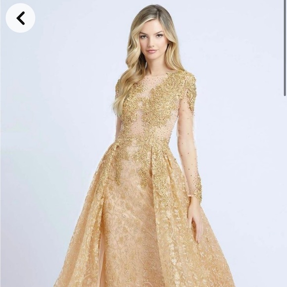 Mac Duggal Gold Illusion Dress NWOT Size 4 - Picture 1 of 5